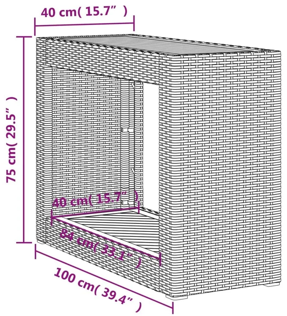 Τραπέζι Κήπου με Ξύλινη Επιφάνεια Μπεζ 100x40x75 εκ Συνθ. Ρατάν - Μπεζ