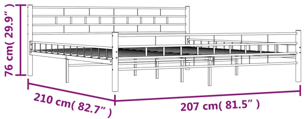 Πλαίσιο Κρεβατιού Λευκό 200 x 200 εκ. Μεταλλικό - Λευκό