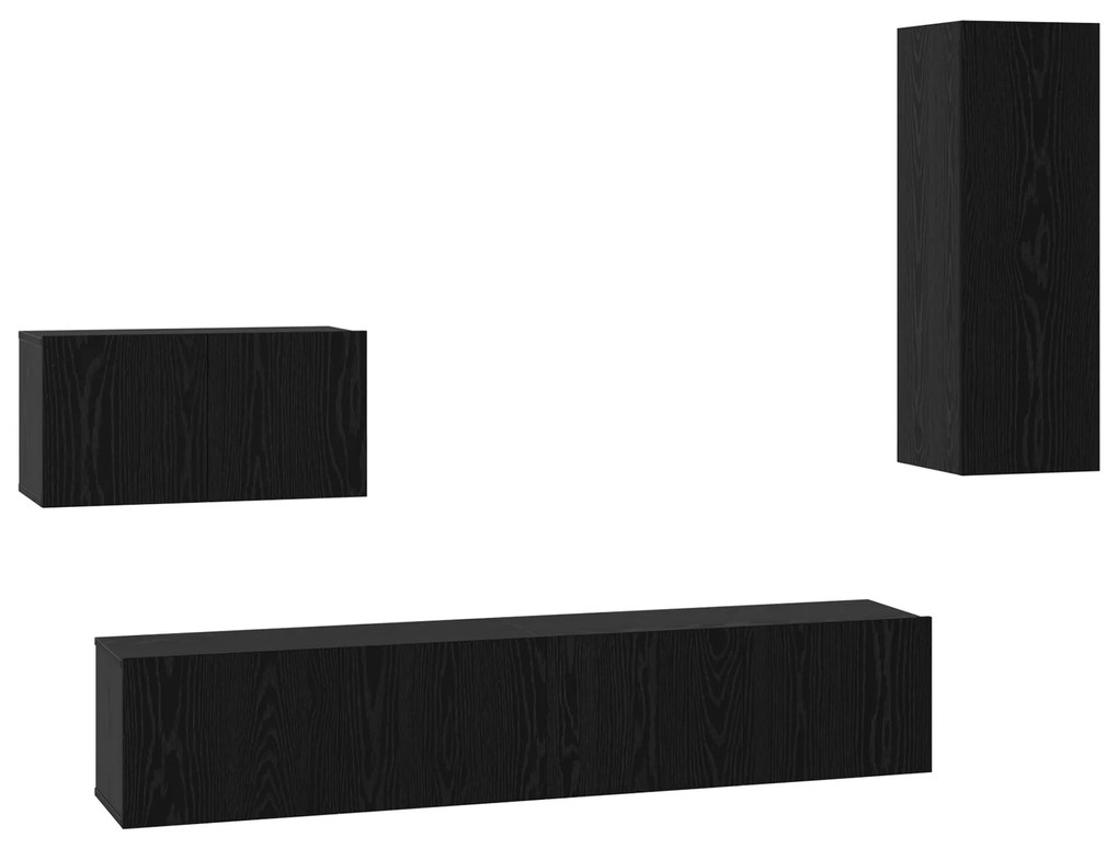 vidaXL Τηλεοπτική Κάβα Τοίχου 4 pcs Μαύρη δρυς 200 x 30 x 30 cm