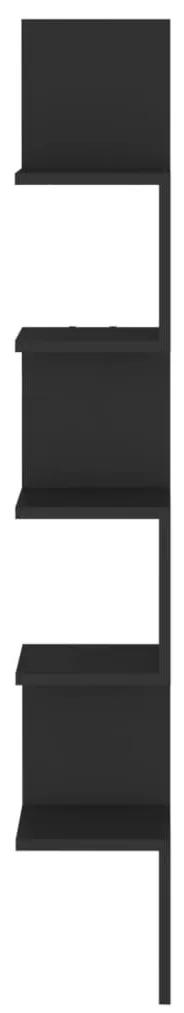 Γωνιακή Ραφιέρα Τοίχου Μαύρη 20x20x127,5 εκ. Μοριοσανίδα - Μαύρο