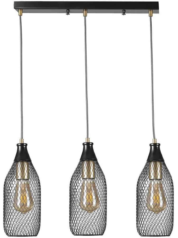 Φωτιστικό Οροφής - Ράγα Rio 941RTN1245 55x12x70cm 3xE27 40W Black Opviq
