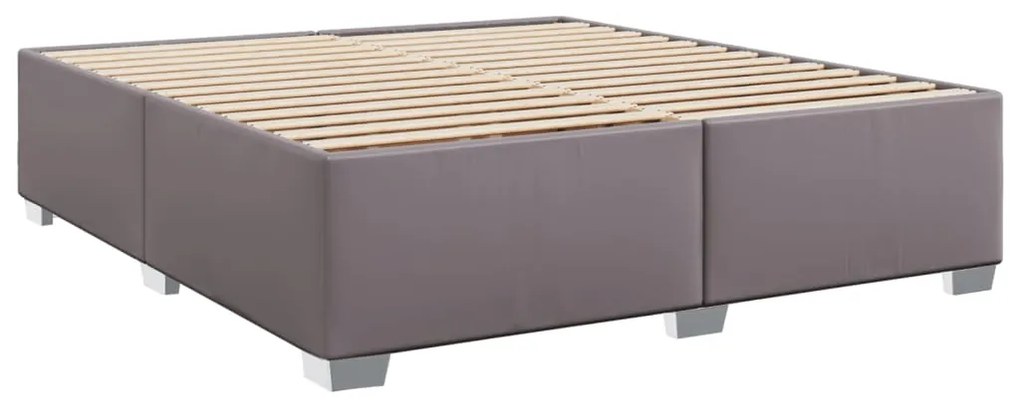 vidaXL Κρεβάτι Boxspring με Στρώμα Γκρι 180x200 εκ. Συνθετικό Δέρμα