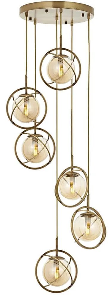 Φωτιστικό Οροφής 301AUR1254 Φ40x140cm 6xE14 40W Gold Opviq