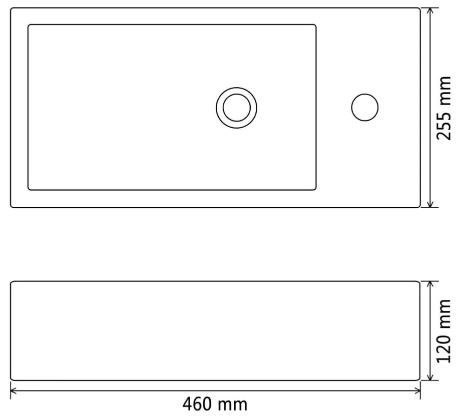 vidaXL Νιπτήρας Ορθογώνιος Οπή Βρύσης Μαύρος 46x25,5x12 εκ. Κεραμικός