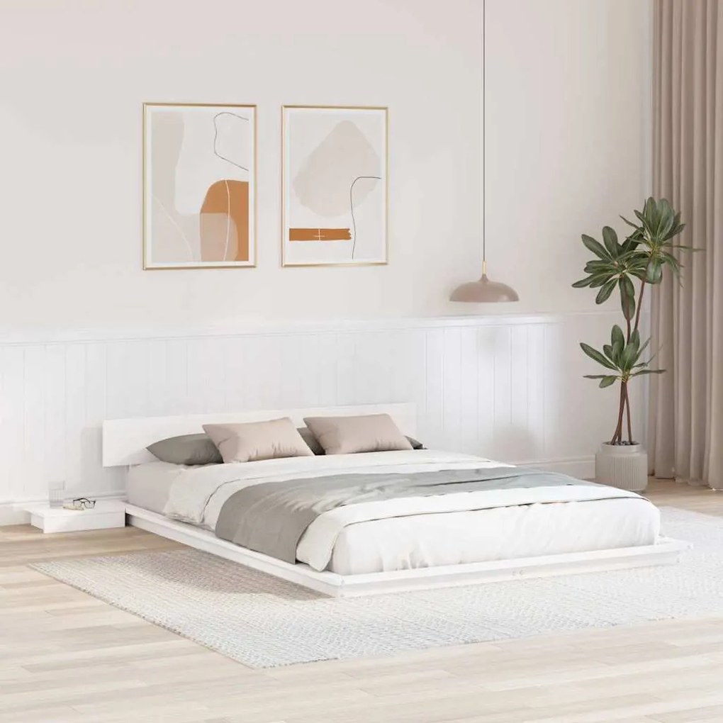 vidaXL Σκελετός Κρεβατιού Λευκό 140 x 200 cm ξύλο