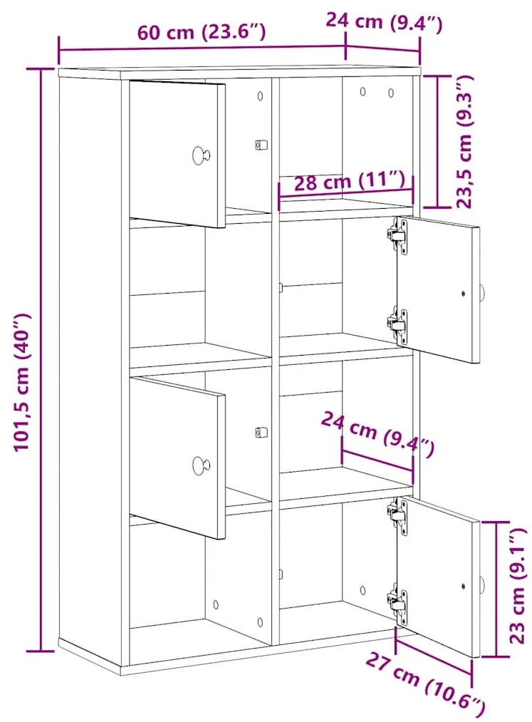 Βιβλιοθήκη Καφέ Δρυς 60x24x101,5 εκ. από Επεξεργασμένο Ξύλο - Καφέ