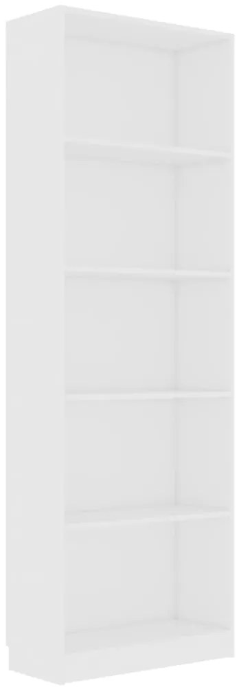 vidaXL Βιβλιοθήκη με 5 Ράφια Λευκή 60 x 24 x 175 εκ. από Επεξ. Ξύλο