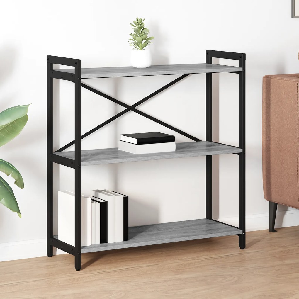 vidaXL Βιβλιοθήκη Γκρι sonoma 80 x 30 x 83 εκ Επεξεργασμένο ξύλο