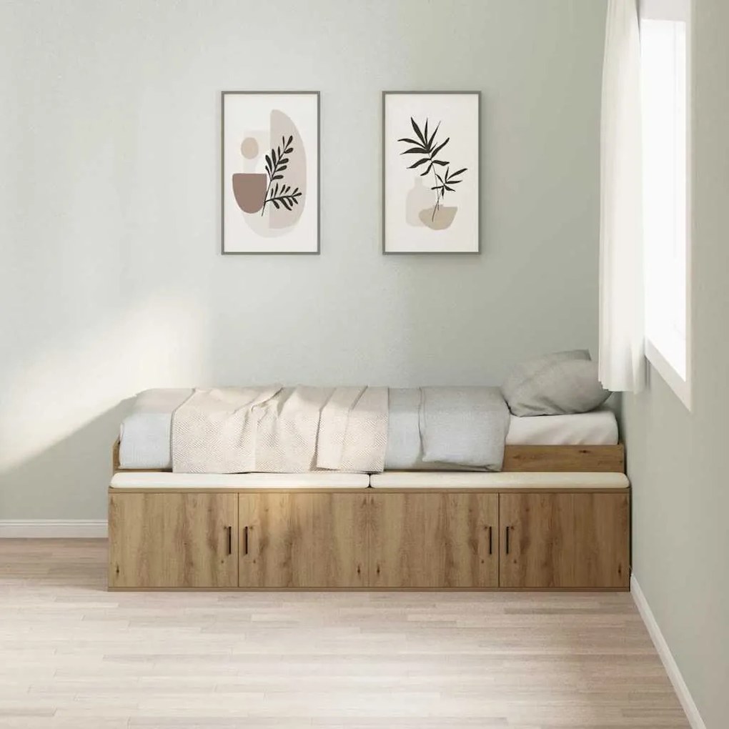 vidaXL Κρεβάτι με αποθηκευτικό χώρο artisan δρυς 90 x 190 cm