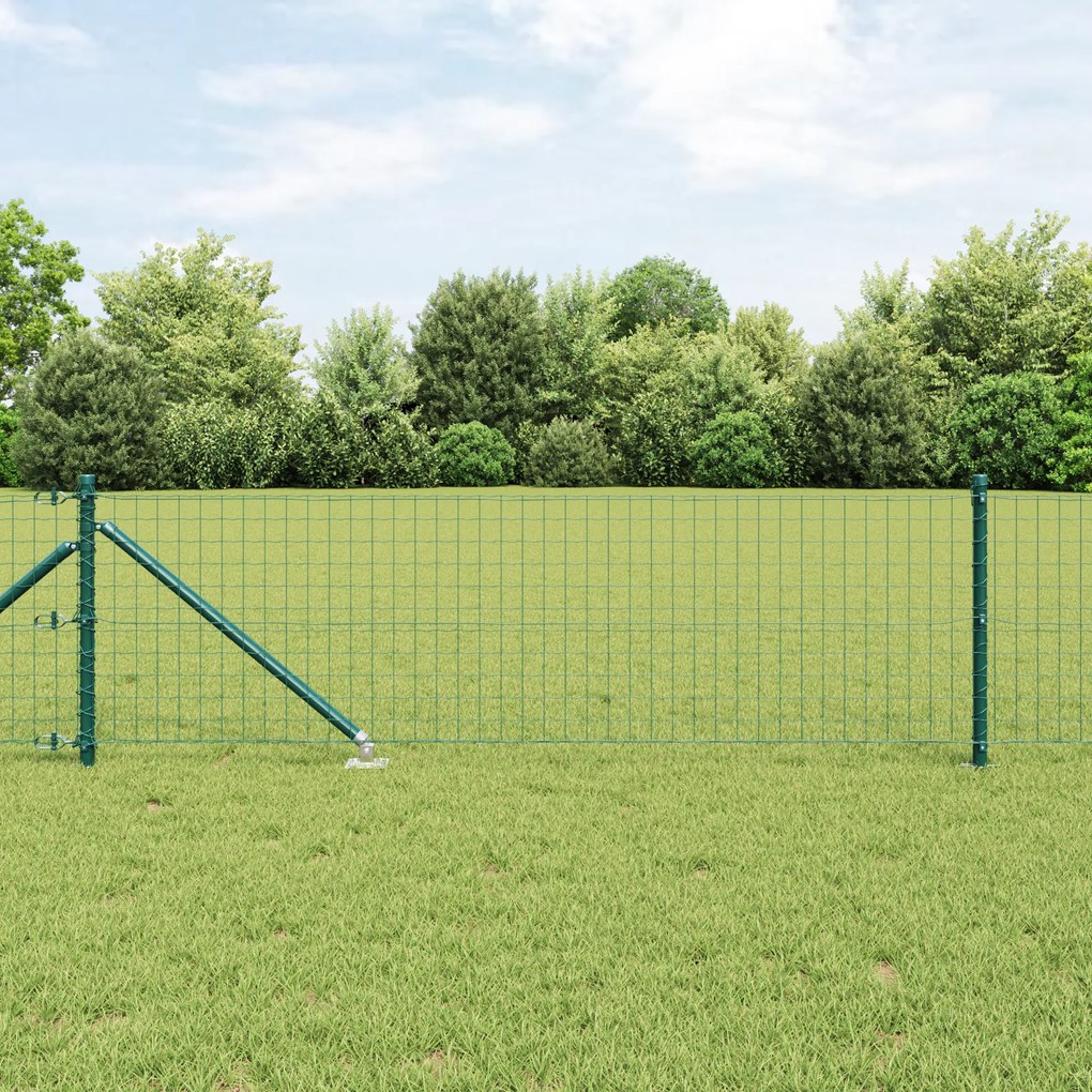 vidaXL Euro Fence με 13 Μεταλλικούς Στύλους 0.4x25 μ Γαλβανισμένος Σίδηρος Πράσινος