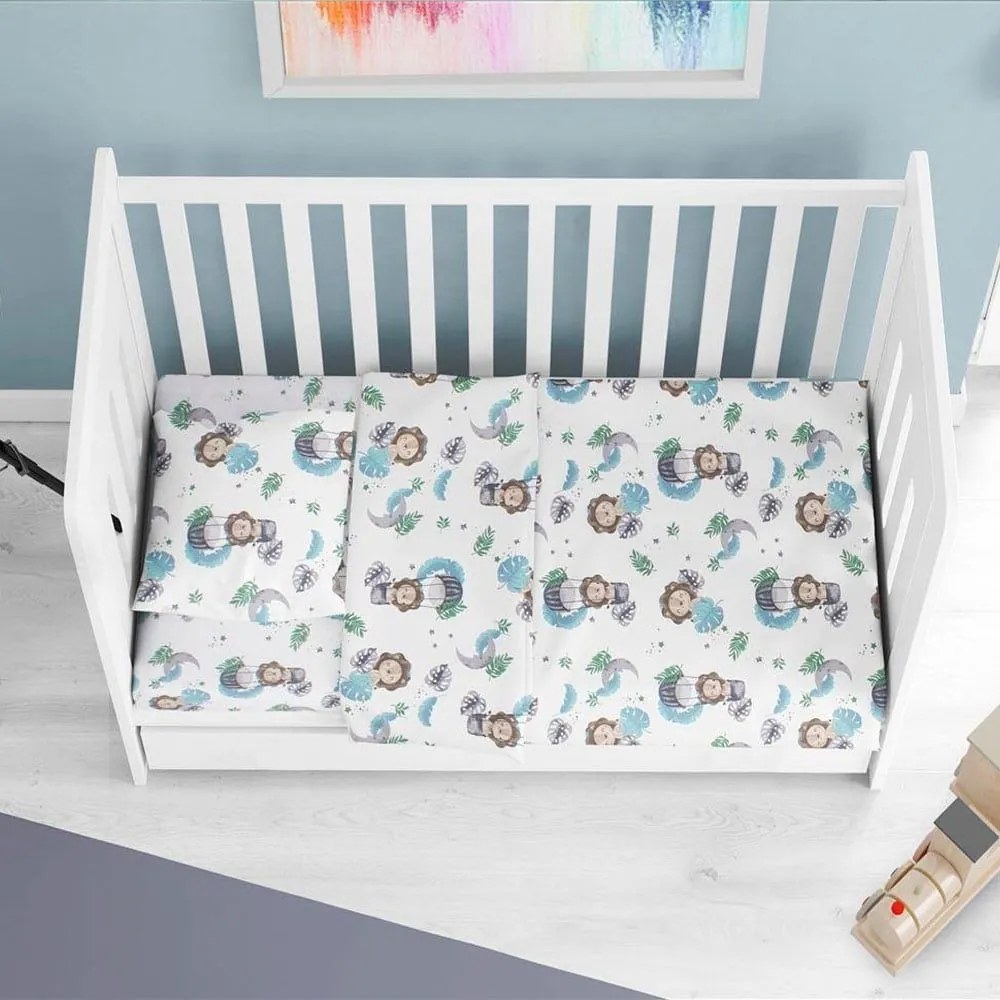 Σεντόνια Βρεφικά Lion 533 (Σετ 3τμχ) Sky Blue DimCol Cradle 120x160cm 100% Βαμβάκι