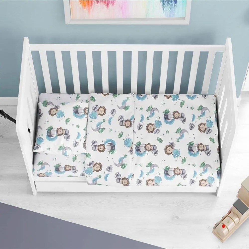 Σεντόνια Βρεφικά Lion 533 (Σετ 3τμχ) Sky Blue DimCol Κούνιας 120x160cm 100% Cotton