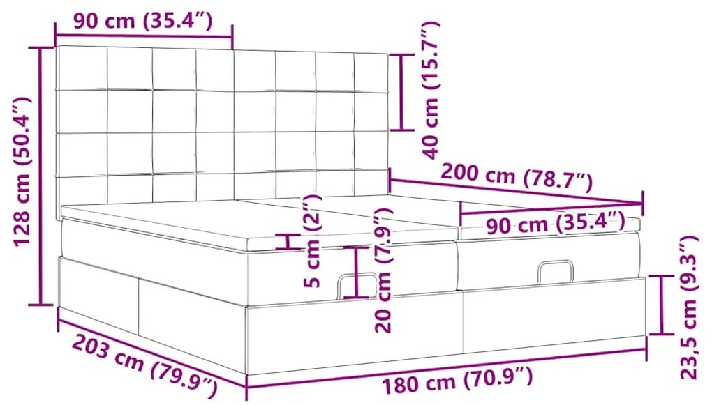 Οθωμανικό κρεβάτι με στρώματα Taupe 180x200cm ύφασμα - Μπεζ-Γκρι