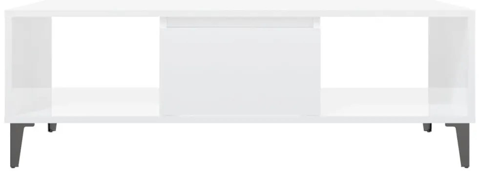 vidaXL Τραπεζάκι Σαλονιού Γυαλιστερό Λευκό 103,5x60x35 εκ. Επεξ. Ξύλο