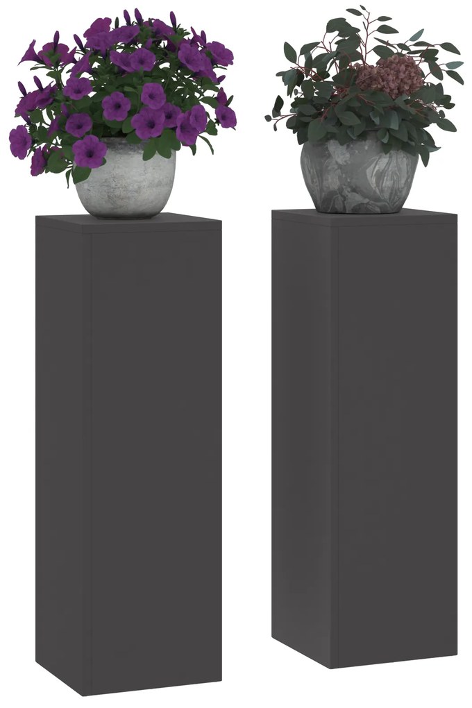 vidaXL Εξωτερικές Γλάστρες Στήλη 2 τμχ Μαύρες 24x24x75 εκ. Ατσάλι