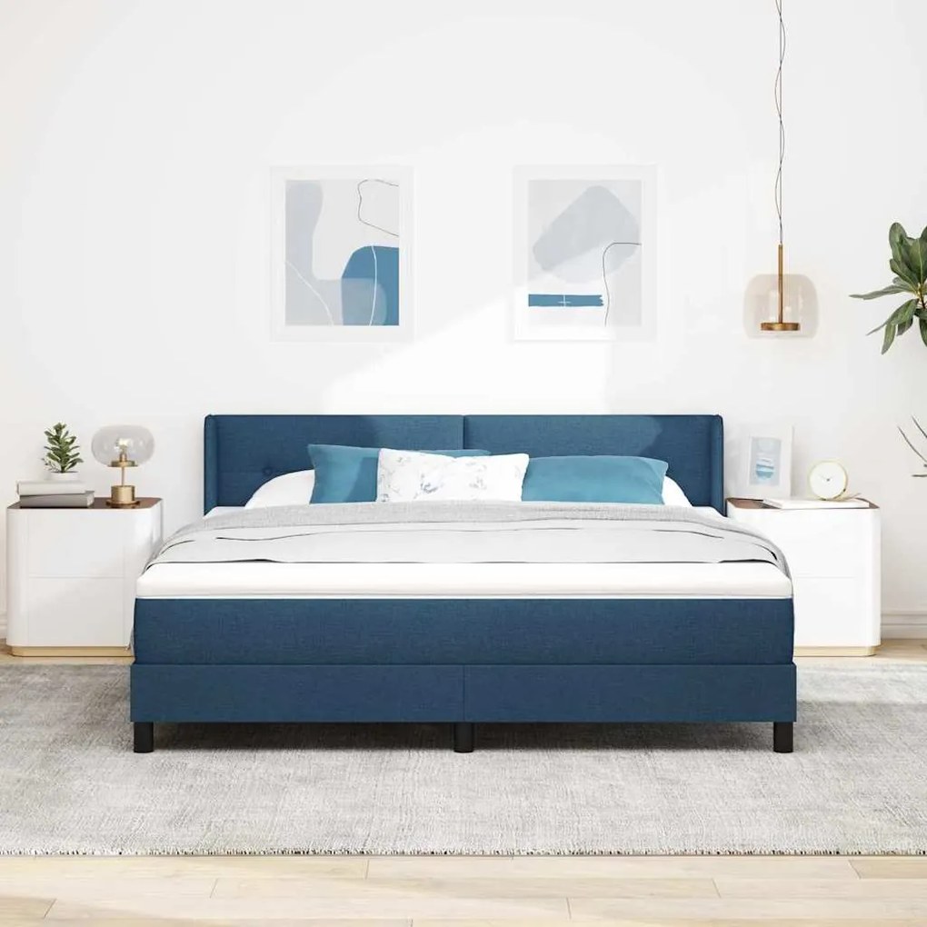 vidaXL Κρεβάτι box spring με στρώμα με στρώμα Μπλε 180 x 200 cm