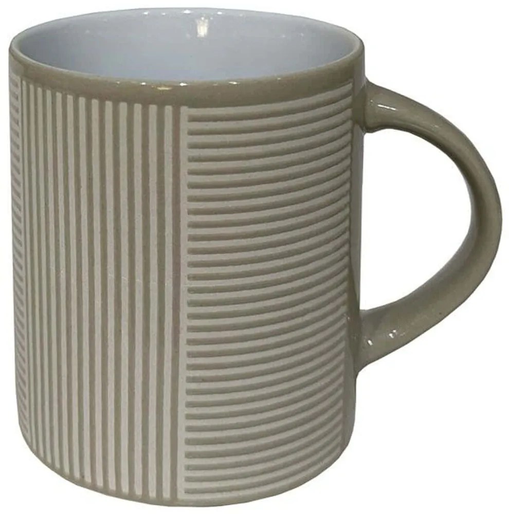 Κούπα Lines 028859 8x8x10cm White-Beige Πηλός