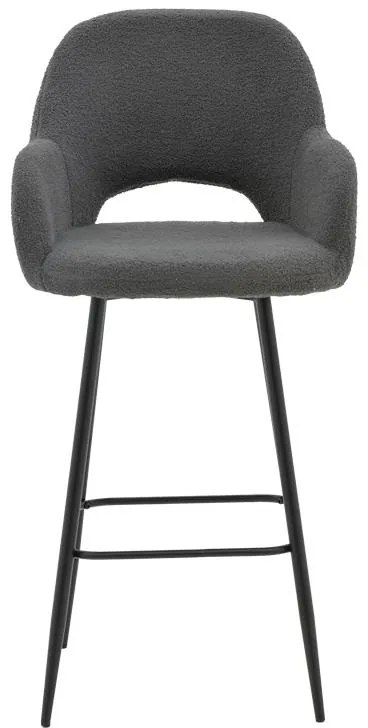 Σκαμπό bar Renish ύφασμα μπουκλέ γκρι και μεταλλικό μαύρο πόδι 51x57x114εκ 2αδα 51x57x114 εκ.