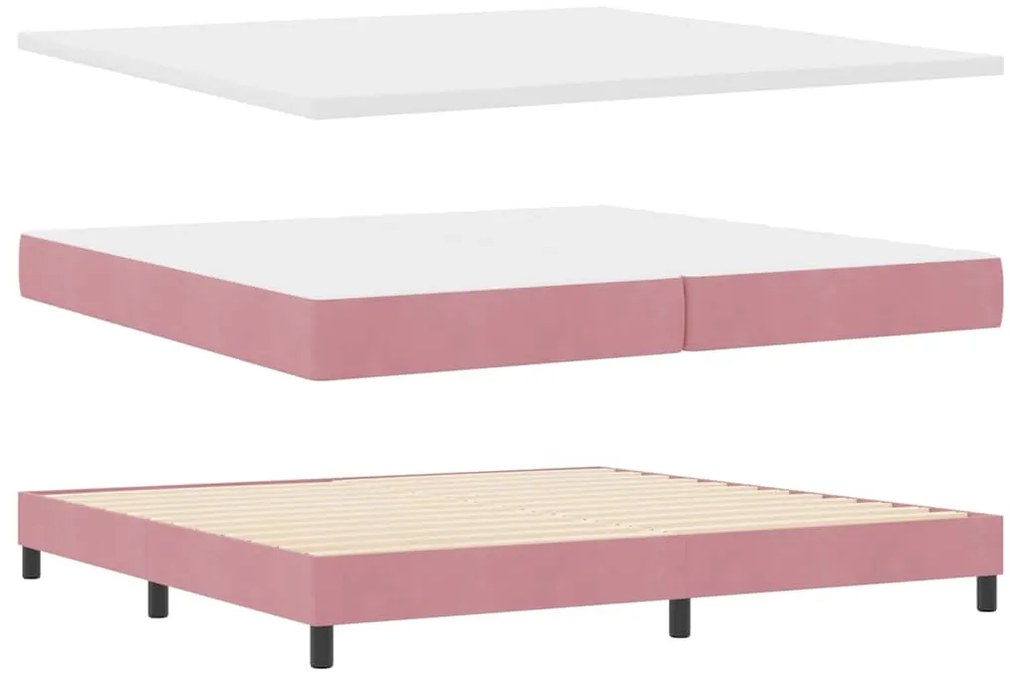 vidaXL Κρεβάτι με Ελατήρια και Στρώμα Ροζ 200 x 200 cm ύφασμα