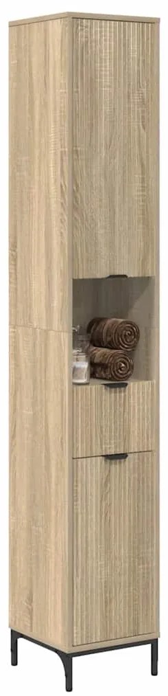 vidaXL Ψηλό ντουλάπι μπάνιου με πόρτα Sonoma Δρυς 31.5 x 33 x 190 εκ.