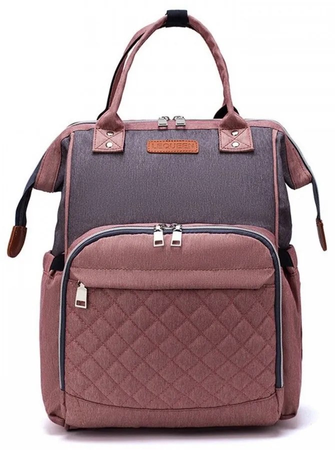 Τσάντα Μωρού Πλάτης Καπιτονέ B-565 38x30x20 Pink Grey Lequeen Ύφασμα