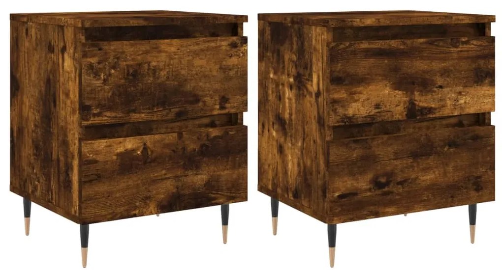 vidaXL Κομοδίνα 2 τεμ. Καπνιστή Δρυς 40x35x50 εκ. Επεξεργασμένο Ξύλο