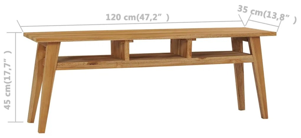 Έπιπλο Τηλεόρασης 120 x 35 x 45 εκ. από Μασίφ Ξύλο Teak - Καφέ