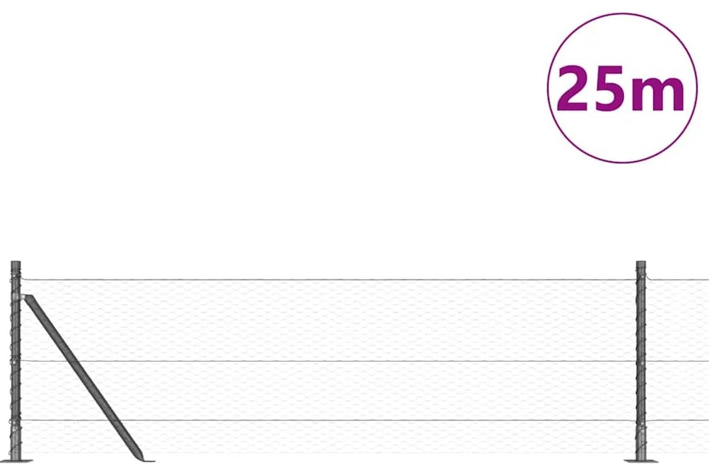 vidaXL Σετ Φράκτη Γκρι 25 x 0.5 μ Μέταλλο & Πλαστικό