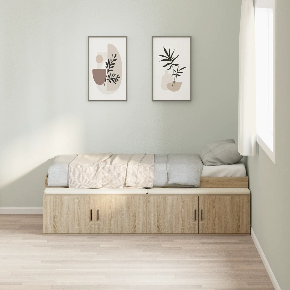 vidaXL Κρεβάτι Αποθήκευσης Sonoma Oak 90x190 εκ.