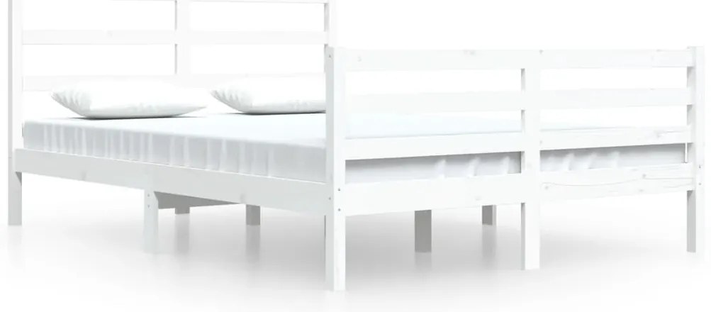 vidaXL Πλαίσιο Κρεβατιού Λευκό 160 x 200 εκ. από Μασίφ Ξύλο Πεύκου