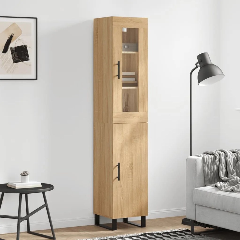 vidaXL Μπουφές Sonoma δρυς 34,5 x 34 x 180 εκ. από Επεξεργασμένο Ξύλο
