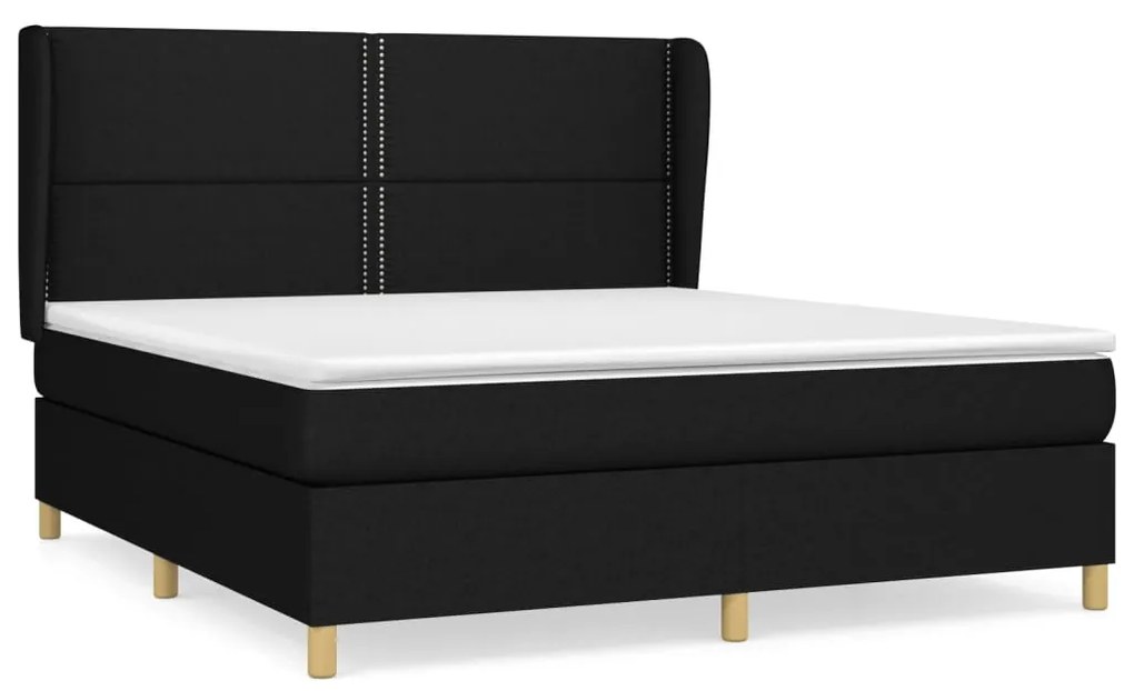 vidaXL Κρεβάτι Boxspring με Στρώμα Μαύρο 180x200 εκ. Υφασμάτινο