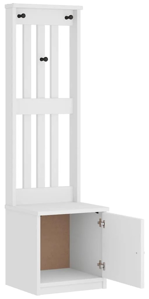 vidaXL Δέντρο χωλ SANDNES Λευκό 45x40x159,5 εκ. Πεύκο μασίφ ξύλο