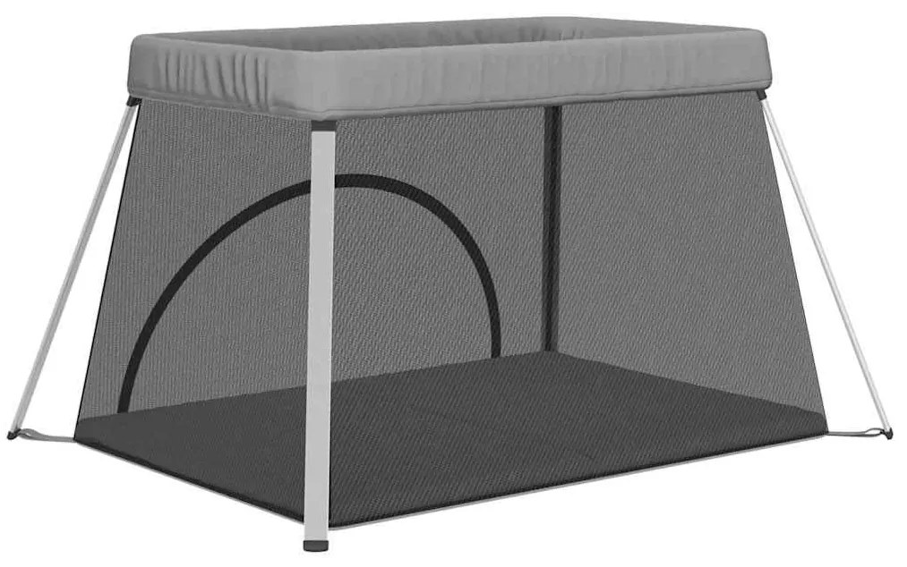 vidaXL Παρκοκρέβατο Βρεφικό με Στρώμα Ανοιχτό Γκρι από Λινό Ύφασμα