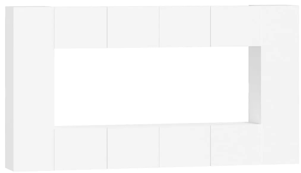 vidaXL Σετ Επίπλου Τηλεόρασης 8 Τεμαχίων Λευκό από Επεξεργασμένο Ξύλο