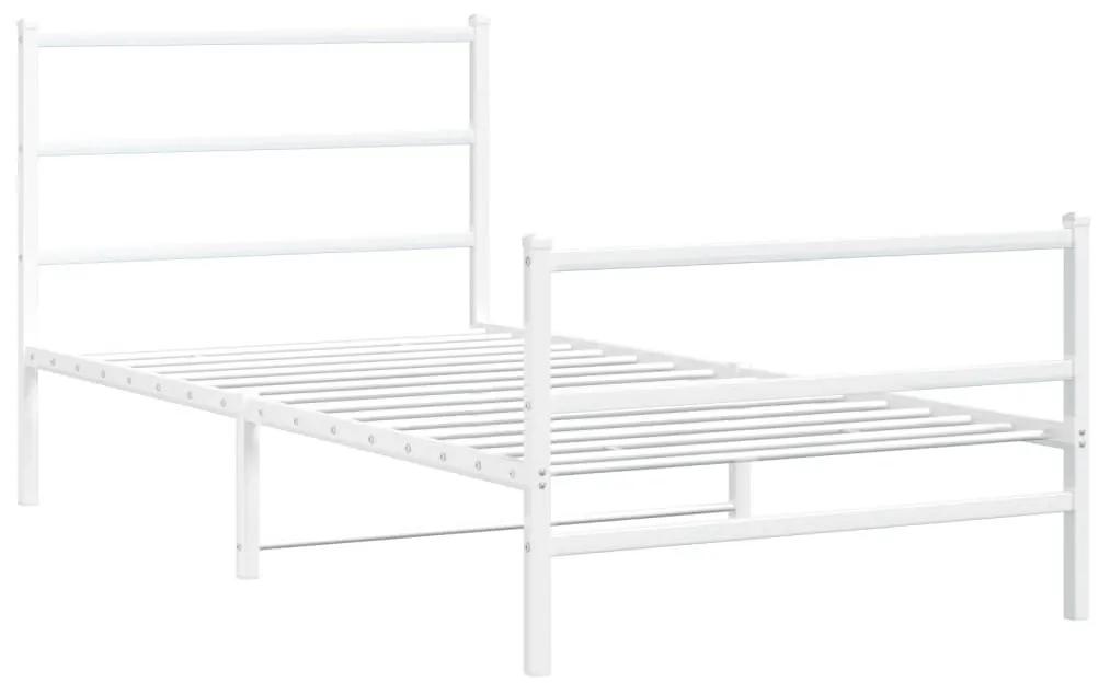 Πλαίσιο Κρεβατιού με Κεφαλάρι/Ποδαρικό Λευκό 100x190εκ. Μέταλλο - Λευκό