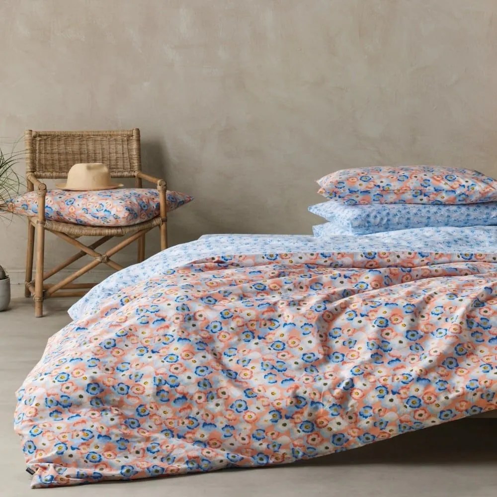 Παπλωματοθήκη Jella 18 (Σετ 2τμχ) Peach- Blue-Ciel Kentia Μονό 165x245cm 100% Βαμβάκι