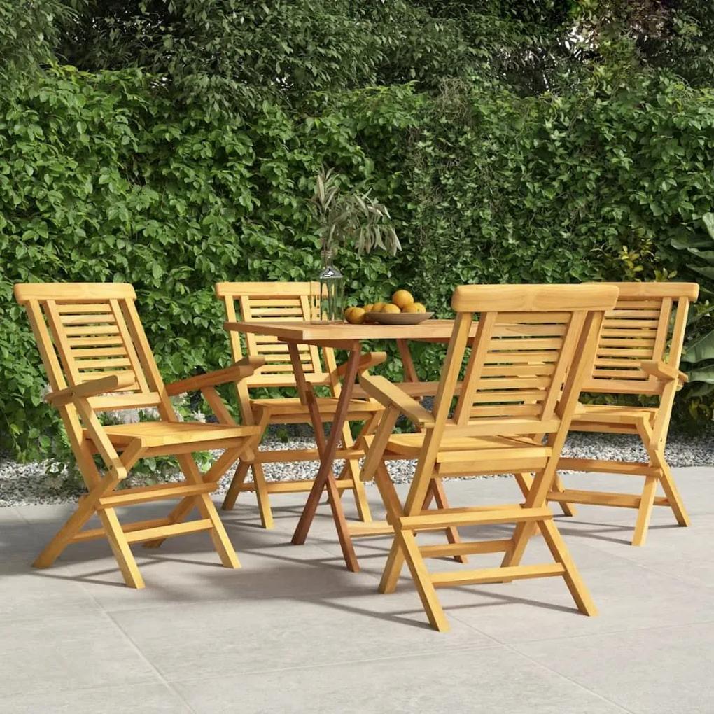 Καρέκλες Κήπου Πτυσσόμενες 4 τεμ. 56x63x90 εκ. Μασίφ Ξύλο Teak - Καφέ
