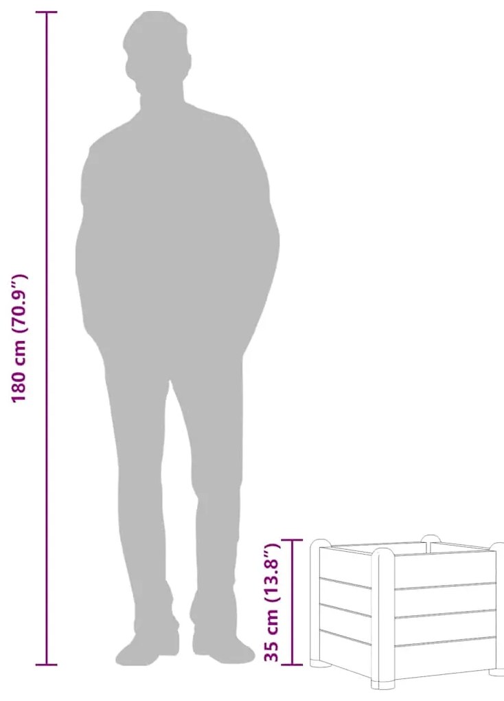 vidaXL Ζαρντινιέρα Υπερυψωμένη Μόκα 43 x 43 x 35 εκ. Πολυπροπυλένιο