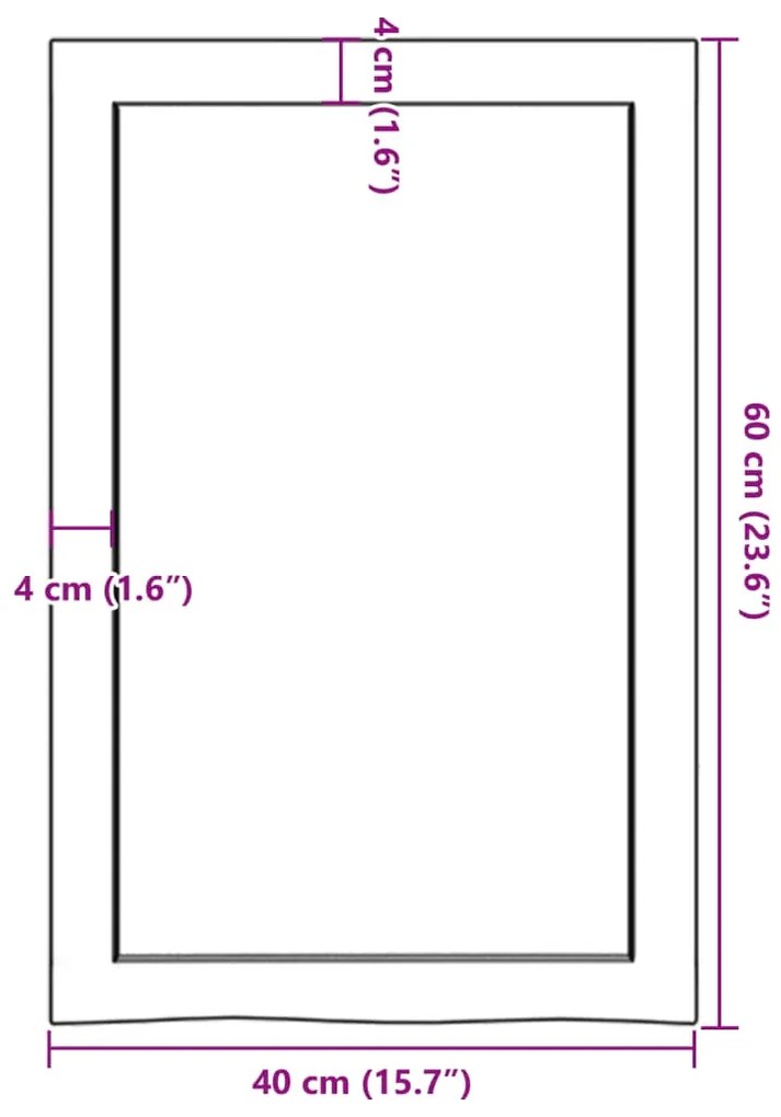 Ράφι Τοίχου Σκούρο Καφέ 40x60x(2-4) εκ. Επεξ. Μασίφ Ξύλο Δρυός - Καφέ