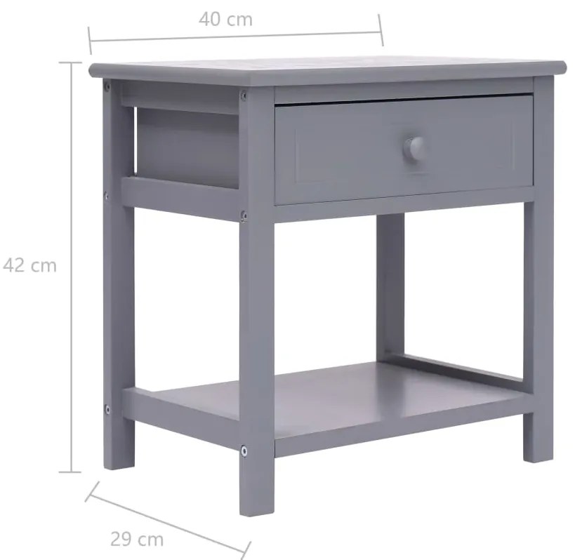 vidaXL Κομοδίνο Γκρι 40 x 29 x 42 εκ. από Ξύλο Παυλώνιας