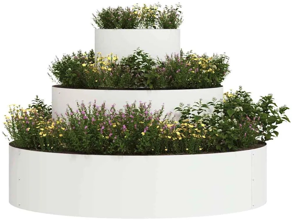 vidaXL Γλάστρα Κήπου Λευκό 90 x 90 x 20 εκ Ψυχρής έλασης χάλυβας