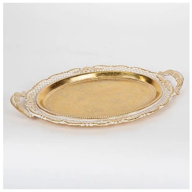 Δίσκος Πολυρεσίν Χρυσό-Λευκό 44x3.5x28cm 752-16080 Estheti-752-16080-Λευκό-Χρυσό 752-16080