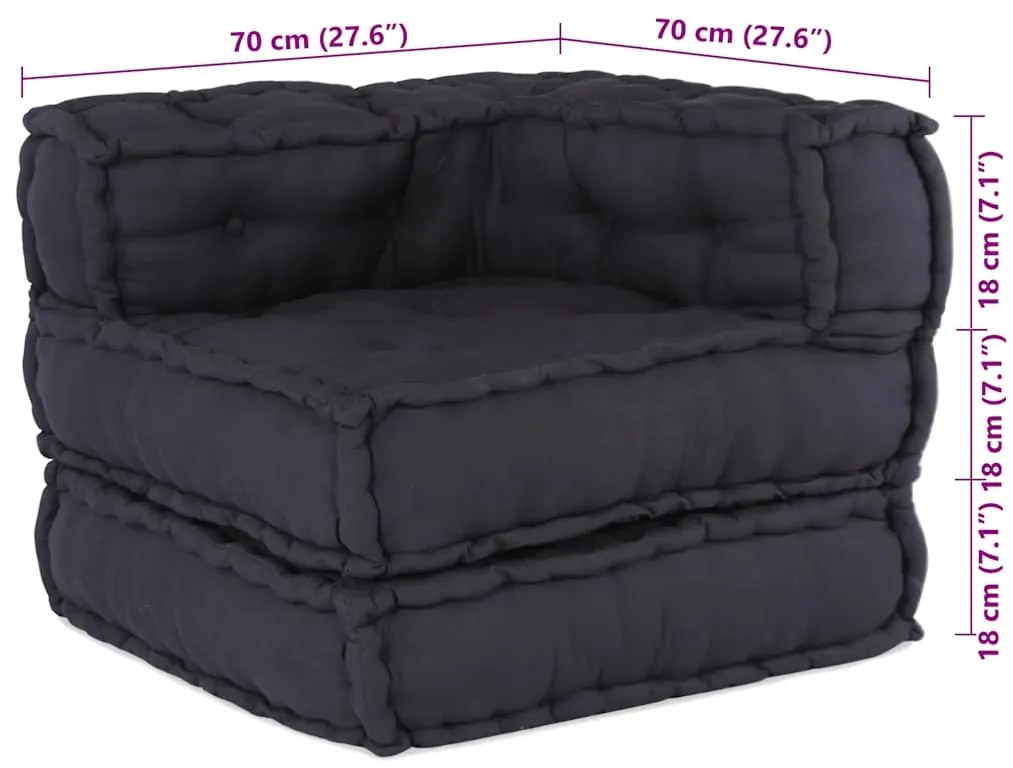 Modular Pouffe Anthracite 70x70x54 ύφασμα - Ανθρακί