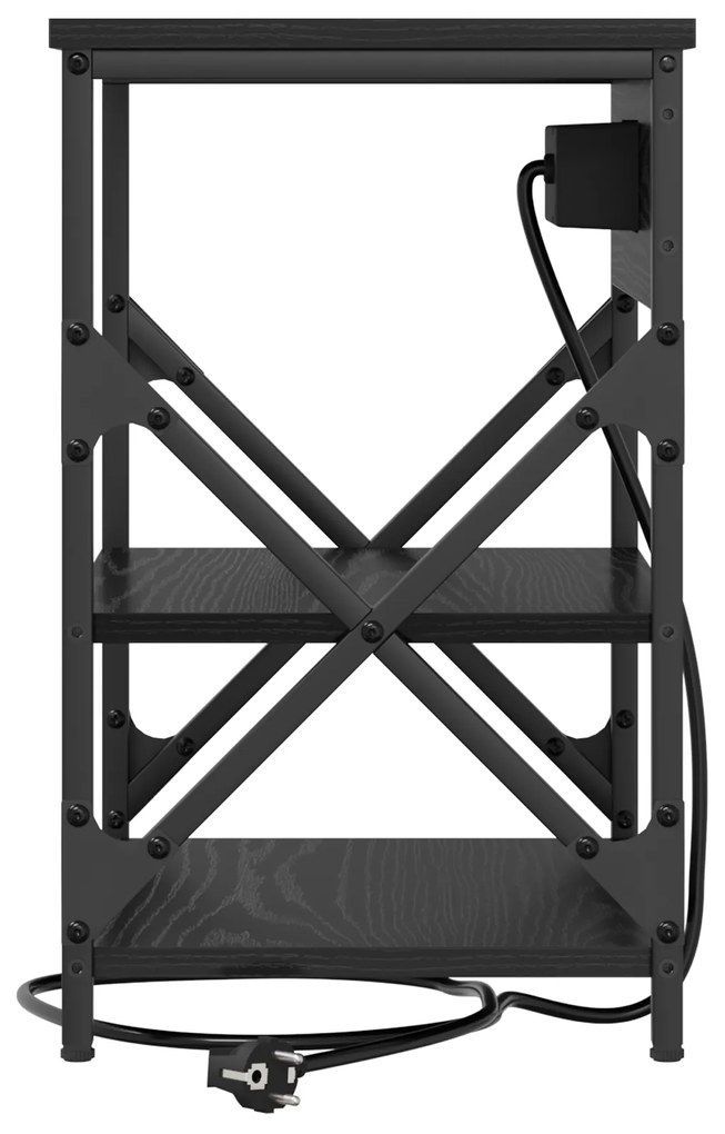 vidaXL Κομοδίνο με ράφι Μαύρη Οξυά 41 x 31 x 51 εκ. Επεξεργασμένο ξύλο