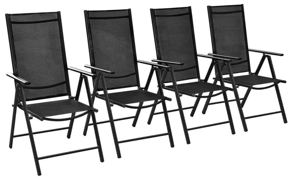 Καρέκλες Κήπου Πτυσσόμενες 4 τεμ. Μαύρες Αλουμίνιο / Textilene - Μαύρο