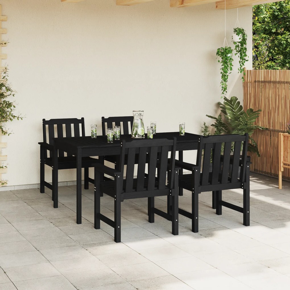 vidaXL Καρέκλες Φαγητού Κήπου  4 τεμ Μαύρο 65,5x55,5x88 εκ HDPE