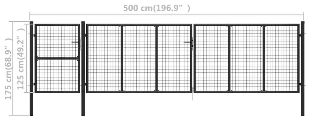 Πόρτα Περίφραξης Κήπου Ανθρακί 500 x 125 εκ. Ατσάλινη - Ανθρακί