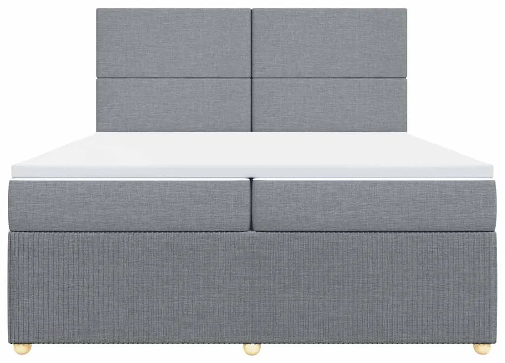 vidaXL Κρεβάτι Boxspring με Στρώμα Ανοιχτό Γκρι 200x200 εκ. Υφασμάτινο