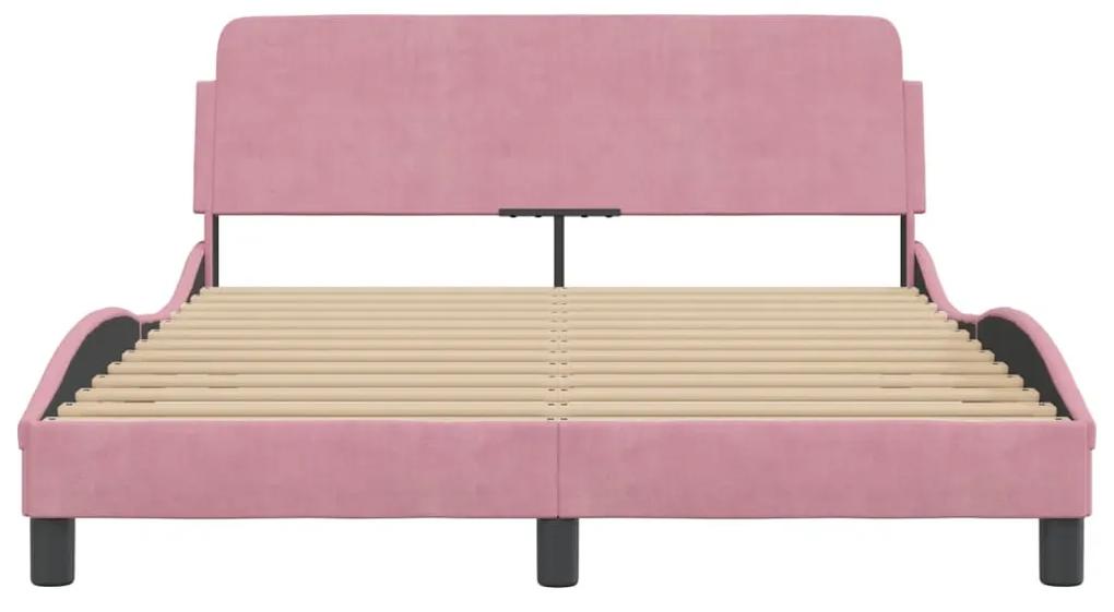 vidaXL Πλαίσιο Κρεβατιού με Κεφαλάρι Ροζ 140x190 εκ. Βελούδινο